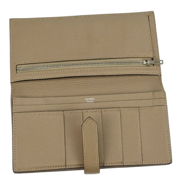 Hermes Gris Tourterelle Mysore Bearn Soufre Bifold Long Wallet - Picture 5 of 8